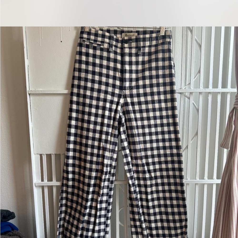 Madewell Black and White Checkered Wide Leg Pants
